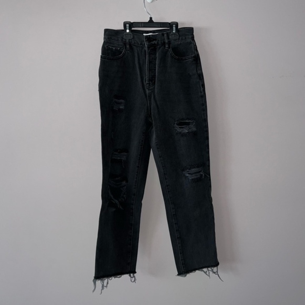 Black jeans with grey tint ripped Pacsun high rise straight 25